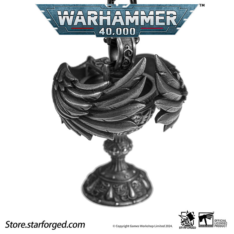 Starforged Warhammer 40K Blood Angel Red Grail Sanguinius Pendant Men's Silver Necklace Jewelry Peripherals